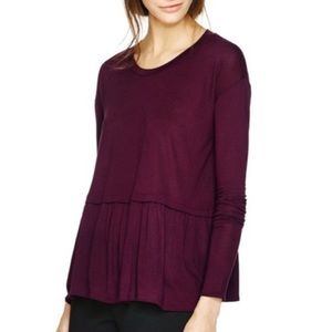 Wilfred Maroon Peplum Long Sleeve Top